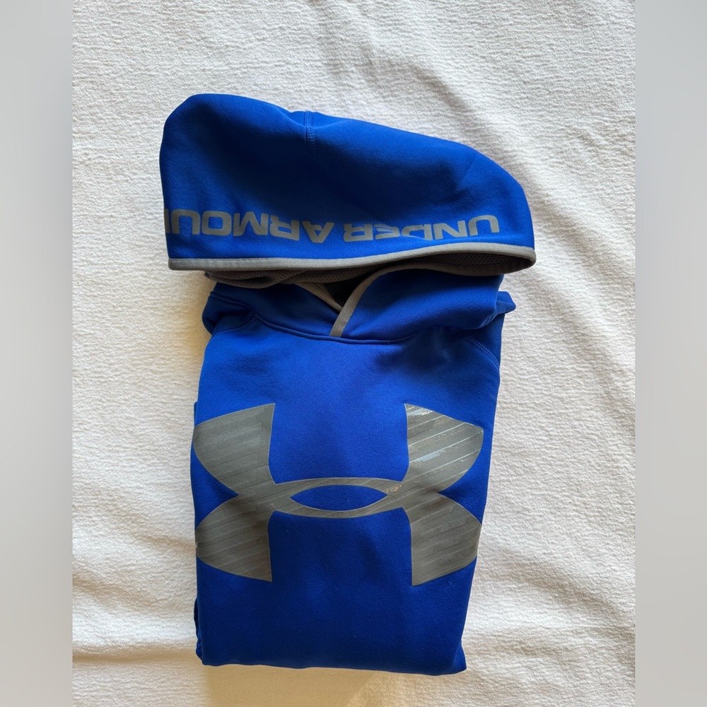 Boys Under Armour Blue and Gray Hoodie L